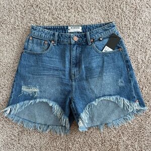 One Teaspoon Blue Frayed Jean Shorts